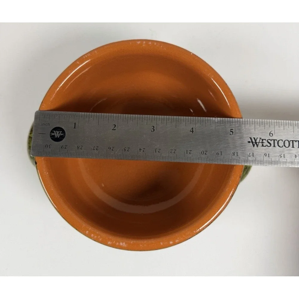 De Silva Set Of Two Italian Terracotta Glaze Bowls with Handles 5 Inches